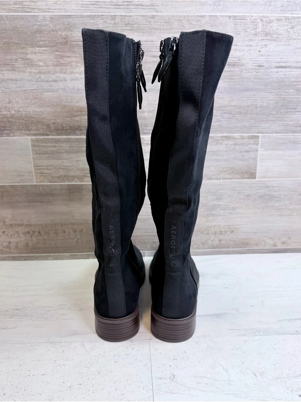 AEROSOLES Black Over-the-Knee Suede Boot